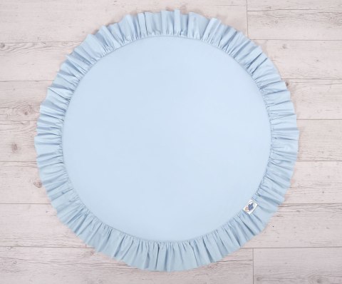 Zestaw: baldachim wiszący do pokoju dziecięcego bawełniany i mata z falbanką - niebieski