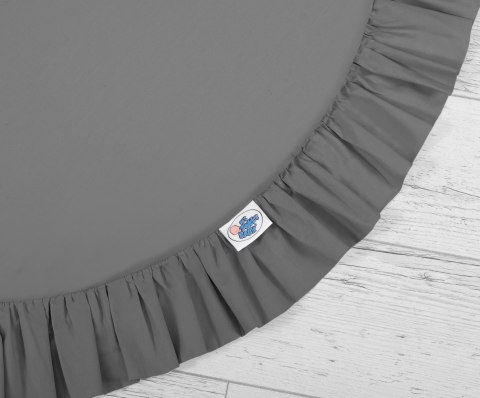 Zestaw: baldachim wiszący do pokoju dziecięcego, mata z falbanką, poduszki - antracyt