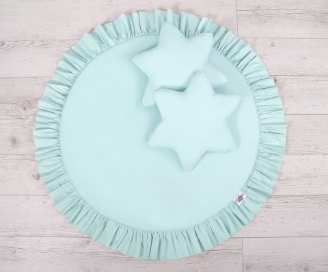 Zestaw: baldachim wiszący do pokoju dziecięcego, mata z falbanką, poduszki - jasna mięta