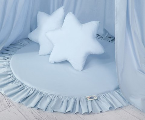 Zestaw: baldachim wiszący do pokoju dziecięcego, mata z falbanką, poduszki - niebieski