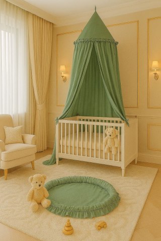 Baldachim wiszący bawełniany do pokoju dziecięcego- szałwia