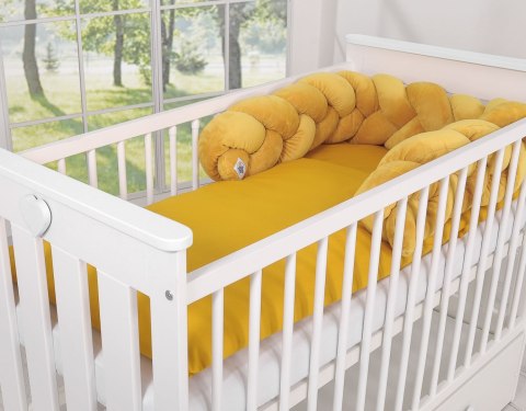 Ochraniacz warkocz pleciony MINKY do łóżeczka 180cm - musztardowy