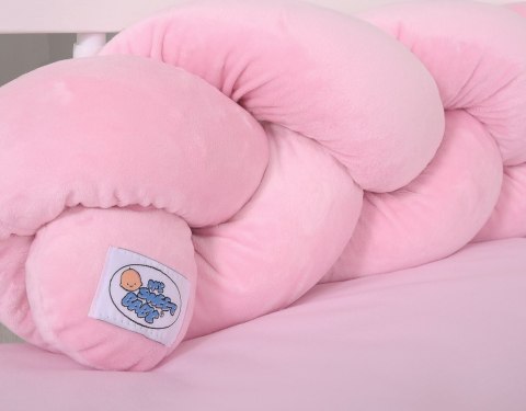 Ochraniacz warkocz pleciony MINKY do łóżeczka 180cm - różowy
