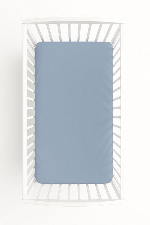 Prześcieradło bawełniane z gumką do łóżeczka 120x60 cm - brudny niebieski