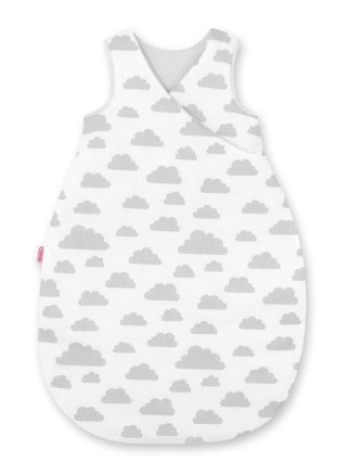 Śpiworek dla dzieci bawełniany M 3-12 mcy TOG 2.5 całoroczny ocieplany - chmurki szare/szary