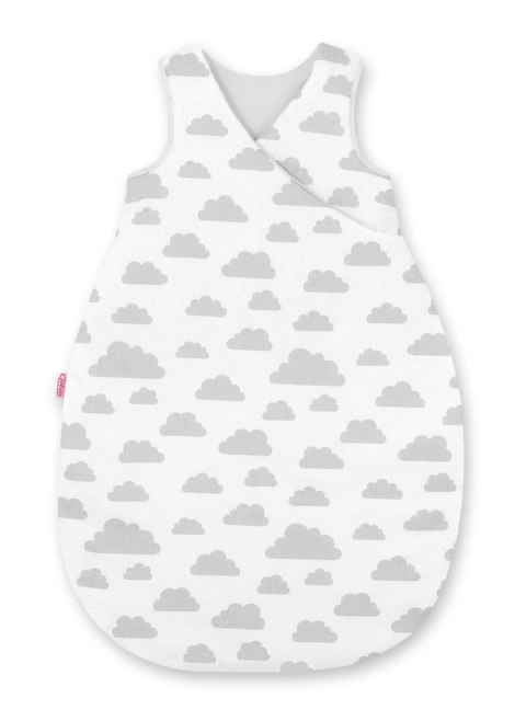 Śpiworek dla dzieci bawełniany M 3-12 mcy TOG 2.5 całoroczny ocieplany - chmurki szare/szary