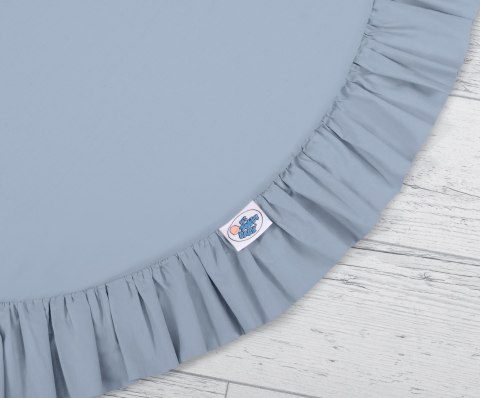 Zestaw: baldachim wiszący do pokoju dziecięcego bawełniany i mata z falbanką - brudny niebieski