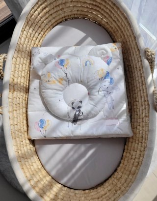 Kołderka z wypełnieniem i poduszka profilowana Miś - zestaw 2cz. - baloniki