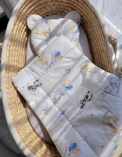 Kołderka z wypełnieniem i poduszka profilowana Miś - zestaw 2cz. - baloniki