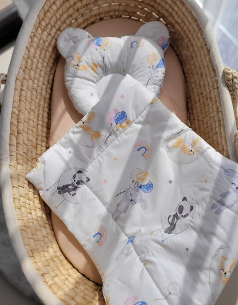 Kołderka z wypełnieniem i poduszka profilowana Miś - zestaw 2cz. - baloniki