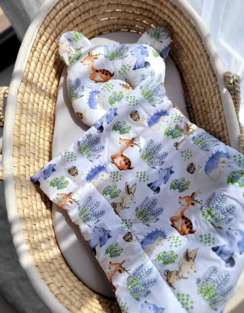 Kołderka z wypełnieniem i poduszka profilowana Miś - zestaw 2cz. - leśna przygoda