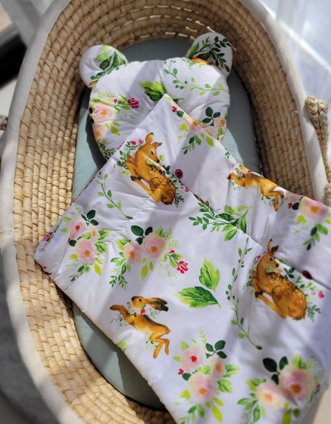 Kołderka z wypełnieniem i poduszka profilowana Miś - zestaw 2cz. - w lesie