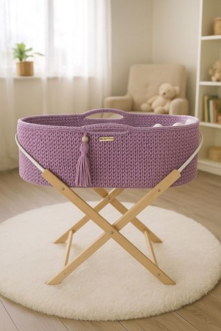 Kosz Mojżesza BOHO Handmade ze stojakiem - lawenda