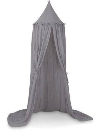 Muślinowy baldachim wiszący z falbanką do łóżeczka - antracyt