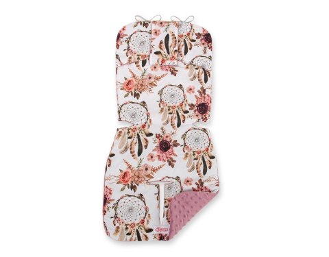 Wkładka do wózka BOBONO minky - łapacze snów kwiatowe/róż retro