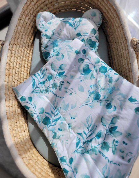 Kołderka z wypełnieniem i poduszka profilowana Miś - zestaw 2cz. - eucaliptus mint