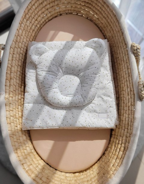 Kołderka z wypełnieniem i poduszka profilowana Miś - zestaw 2cz. - mini gwiazdki złote