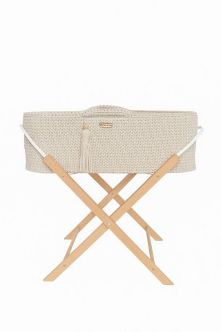 Kosz Mojżesza BOHO Handmade ze stojakiem - śmietanka