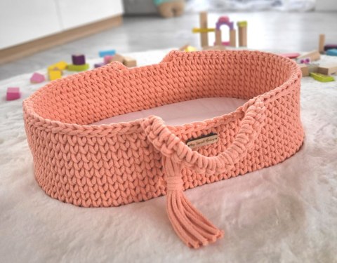 Kosz Mojżesza BOHO bawełniany nosidełko dla lalek - brzoskwinia