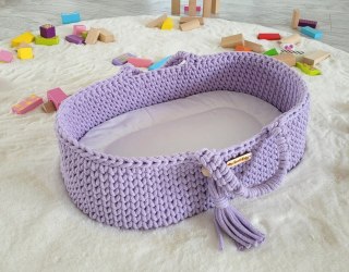 Kosz Mojżesza BOHO bawełniany nosidełko dla lalek - fioletowy