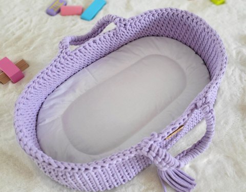 Kosz Mojżesza BOHO bawełniany nosidełko dla lalek - fioletowy