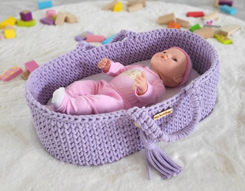 Kosz Mojżesza BOHO bawełniany nosidełko dla lalek - fioletowy