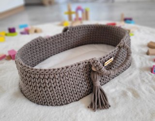 Kosz Mojżesza BOHO bawełniany nosidełko dla lalek - mocca