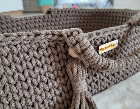 Kosz Mojżesza BOHO bawełniany nosidełko dla lalek - mocca