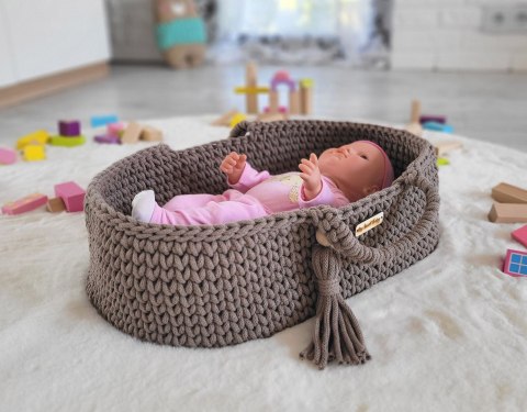 Kosz Mojżesza BOHO bawełniany nosidełko dla lalek - mocca