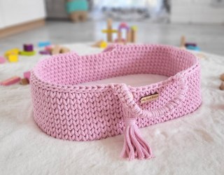 Kosz Mojżesza BOHO bawełniany nosidełko dla lalek - różowy