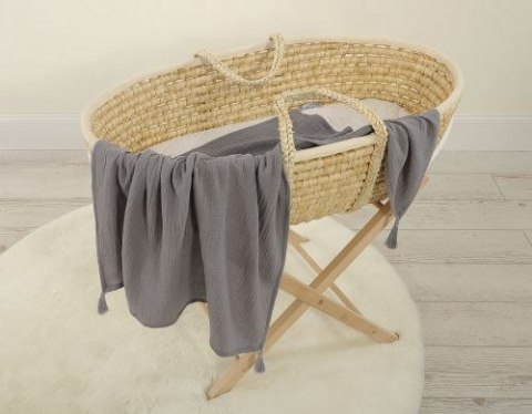 Muślinowy kocyk dla niemowląt z chwostami - antracyt