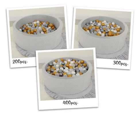 Suchy basen minky H-30 cm z piłkami 300szt. - jasnoszary